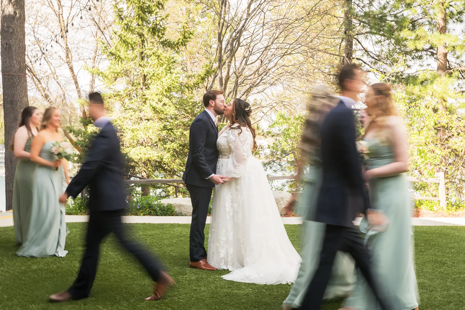 Wedding party action blur